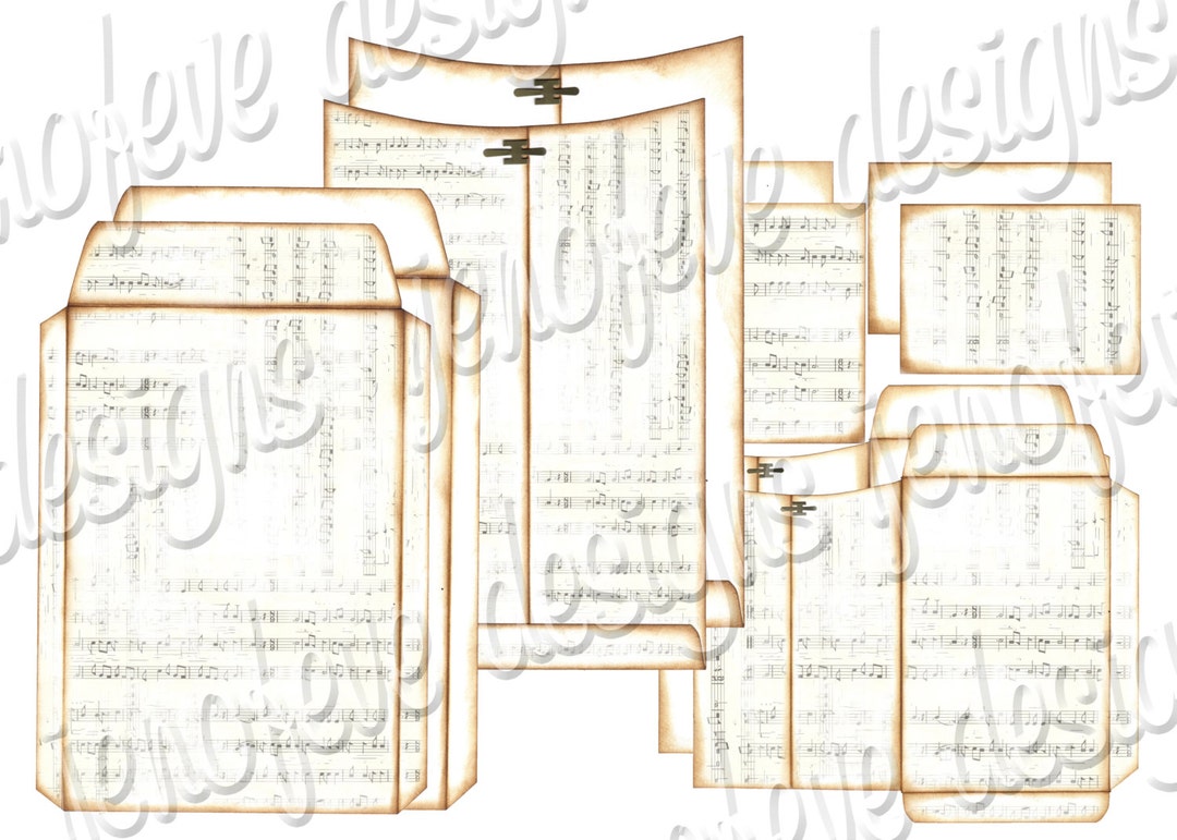Music Envelope Pattern 6x9 Printable Envelope Album Music Notes & Plain Templates - Etsy