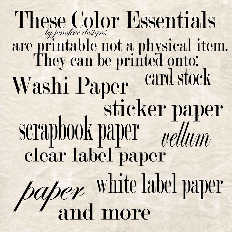 Color Essentials "Set #2" Printable Paper Collection by jenofeve designs image 8