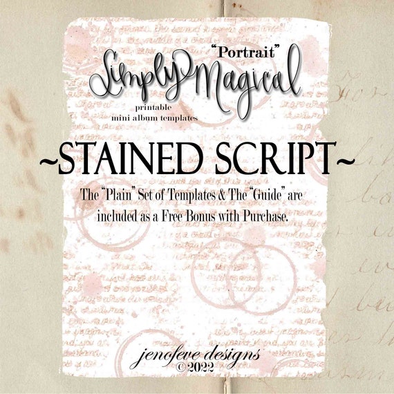 Simply Magical ~Portrait~ STAINED SCRIPT & Plain~ Printable Templates