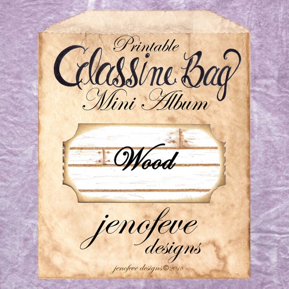 Glassine Bag~Wood, Coffee Stained, & Plain~Printable Mini album Templates