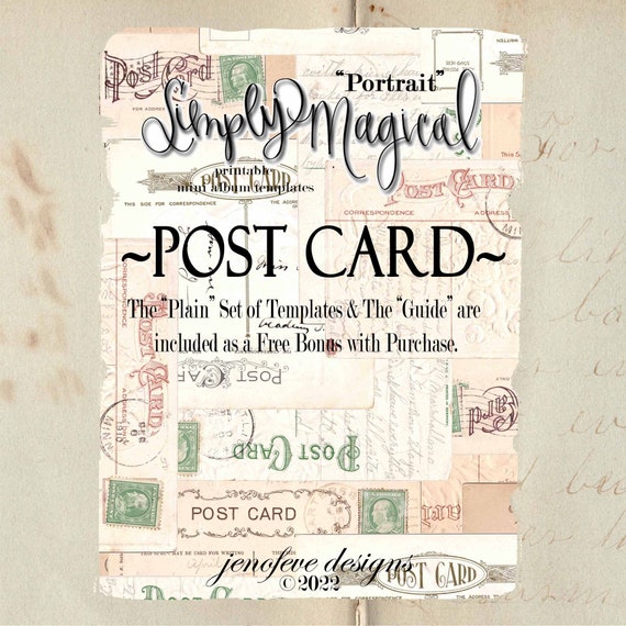 Simply Magical ~Portrait~ POST CARD & Plain~ Printable Templates