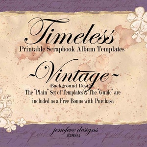 Intemporel ~ VINTAGE, SCRIPT VINTAGE & Uni ~ Modèles d'albums de scrapbooking imprimables