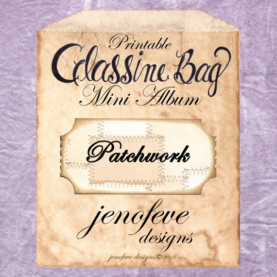 Glassine Bag~Patchwork, Coffee Stained, & Plain~Printable Mini album Templates