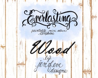 Everlasting Printable Mini album Template in WOOD and PLAIN