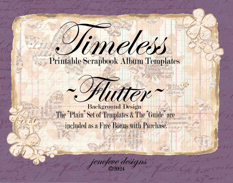 Timeless ~ FLUTTER, VINTAGE SCRIPT, & Plain~ Printable Scrapbook Album ...