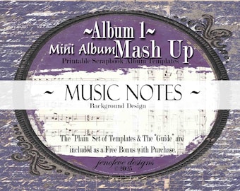 Mini Album Mash Up ~ Album 1 ~MUSIC NOTE & PLAIN~ Printable Scrapbook Album Templates