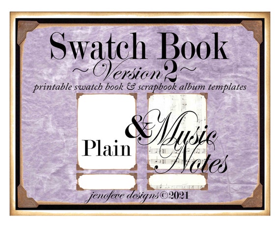 Swatch Book Version 2 ~ Music Notes & Plain~ Printable Swatch Book and/or Scrapbook Album Templates