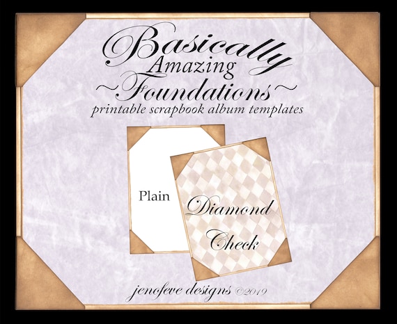 Basically Amazing~Foundations~Diamond Check & Plain~Printable Scrapbook Album Templates