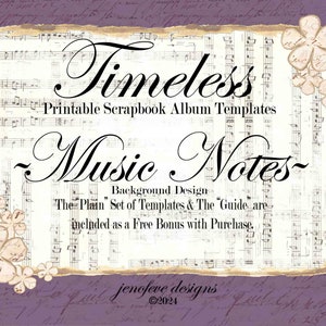 Intemporel ~ Notes de musique, SCRIPT VINTAGE & Modèles d'albums de scrapbooking imprimables unis ~