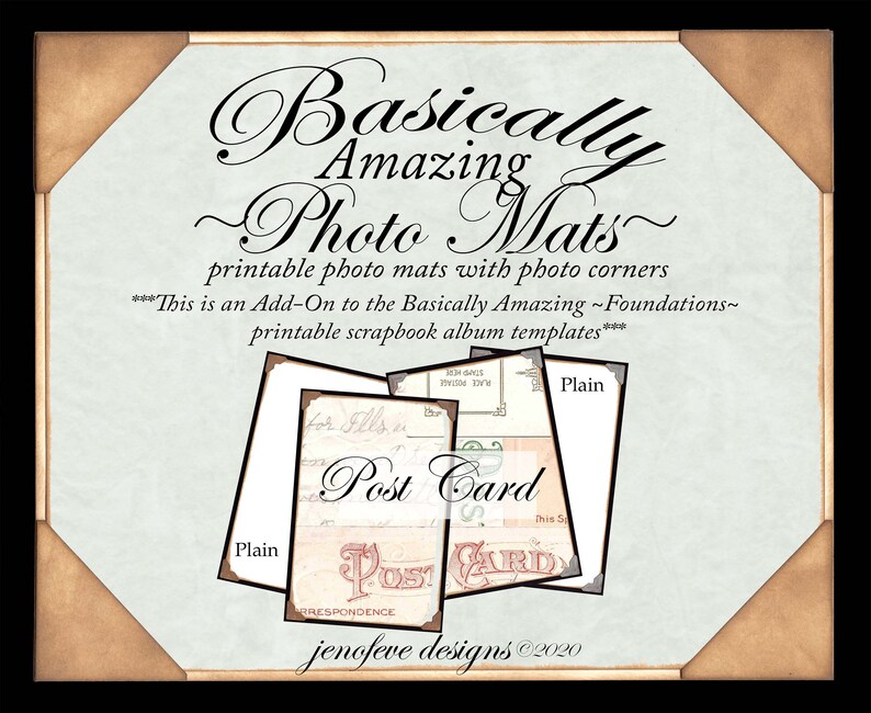 Basically Amazing~Photo Mats~Post Card /& Plain~ADD-ON Printable photo mats