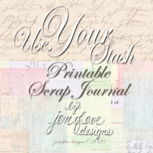 Gebruik uw Stash ~ Pastel Collage & Vintage Script Achtergrond + Gewoon ~ Afdrukbaar Scrap Journal