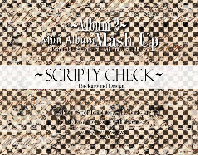 Mini Album Mash Up ~ Album 2 ~ SCRIPTY CHECK & PLAIN~ Printable Scrapbook Album Templates image 2