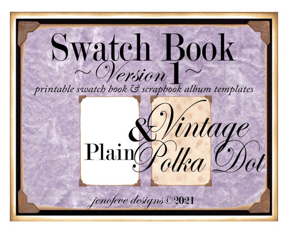 Swatch Book Version 1 ~ Vintage Polka Dot & Plain~ Printable Swatch Book and/or Scrapbook Album Templates