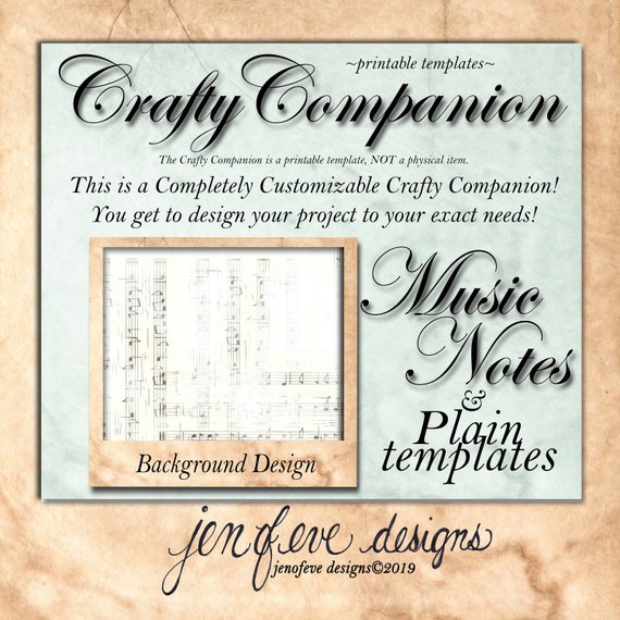 Crafty Companion~MUSIC NOTES & Plain~Work Station~Storage Unit~and More~Printable Templates