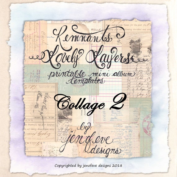 Remnants ~ Lovely Layers Printable Mini album Template in Collage 2 & PLAIN