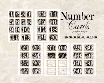 Nummerkaarten ~ Afdrukbare versieringen ~ door jenofeve designs