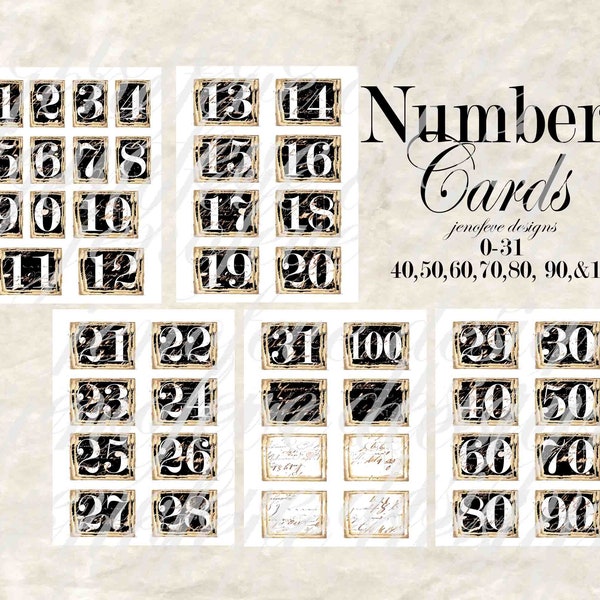 Number Cards ~Printable Embellishments~  by jenofeve designs