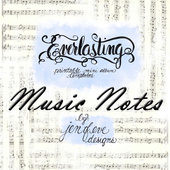 Everlasting Printable Mini album Template in Music Notes and PLAIN