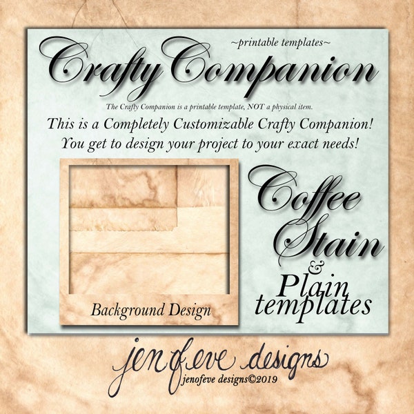 Crafty Companion~COFFEE STAIN & Plain~Work Station~Storage Unit~and More~Printable Templates