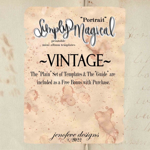 Simply Magical ~Portrait~ VINTAGE & Plain~ Printable Templates