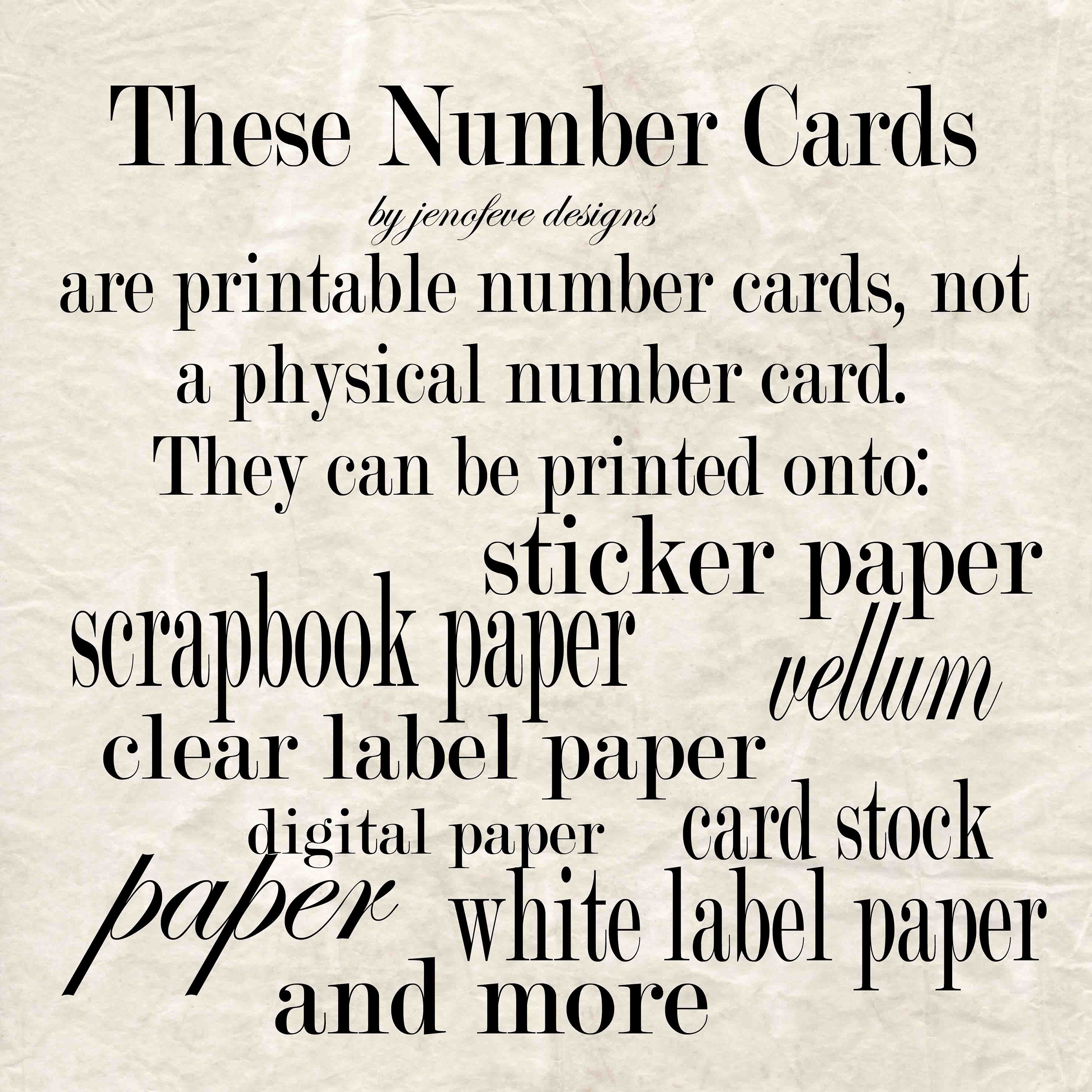 Custom Number Cards Printable Number Cards 0-100, Mini Embellishments (PDF) - Etsy