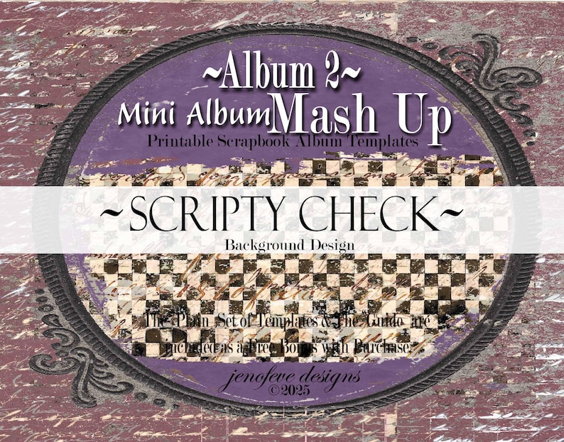 Mini Album Mash Up ~ Album 2 ~ SCRIPTY CHECK & PLAIN~ Printable Scrapbook Album Templates image 1