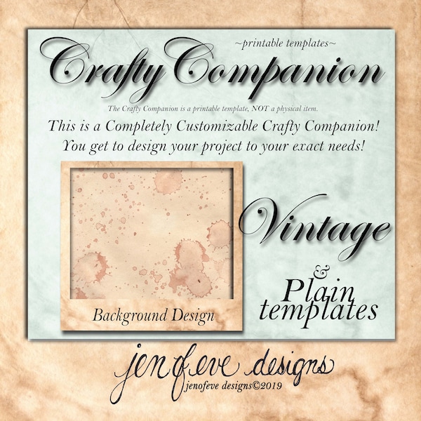 Crafty Companion~VINTAGE & Plain~Work Station~Storage Unit~and More~Printable Templates