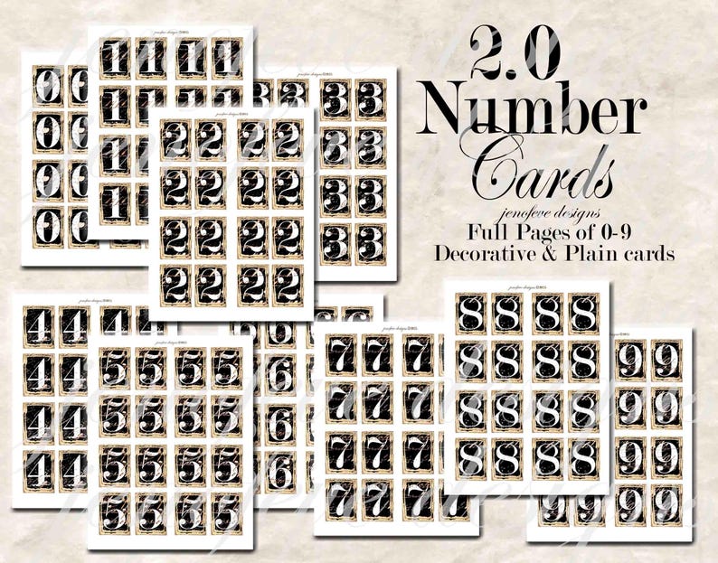Printable Number Cards 0-100, Mini Embellishments (PDF) image 3