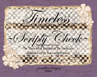 Timeless ~ SCRIPTY CHECK, VINTAGE Script, & Plain~ Printable Scrapbook Album Templates