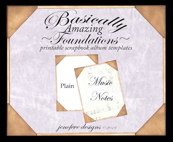 Basically Amazing~Foundations~Music Notes & Plain~Printable Scrapbook Album Templates