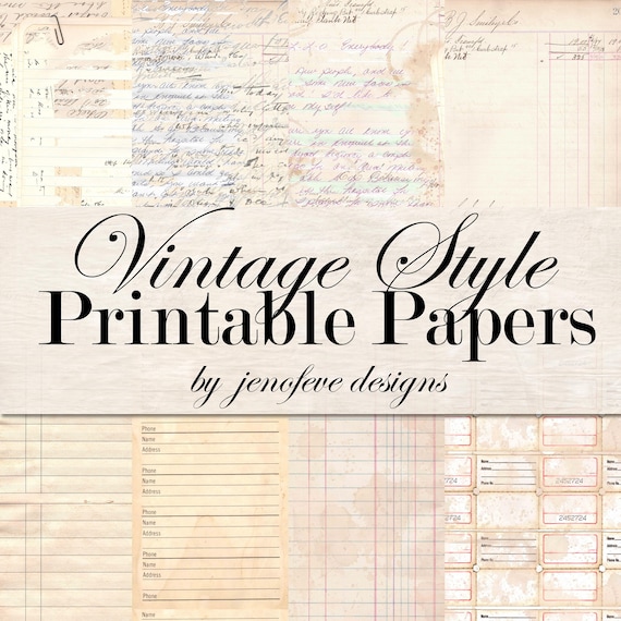 Vintage Style Printable Papers by jenofeve designs