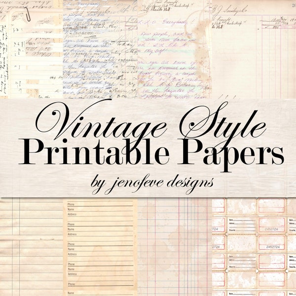 Vintage Style Printable Papers by jenofeve designs