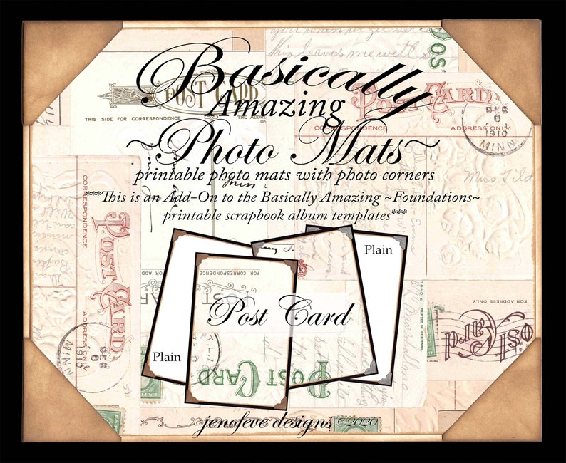 Basically Amazing~Photo Mats~Post Card /& Plain~ADD-ON Printable photo mats