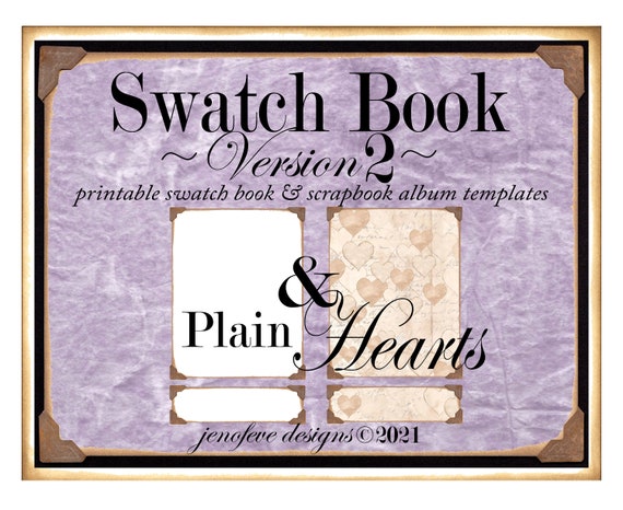 Swatch Book Version 2 ~Hearts & Plain~ Printable Swatch Book and/or Scrapbook Album Templates