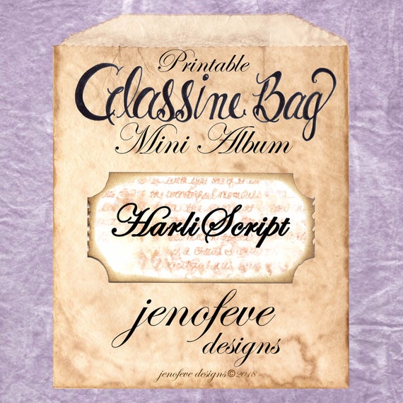 Glassine Bag~HarliScript, Coffee Stained, & Plain~Printable Mini album Templates