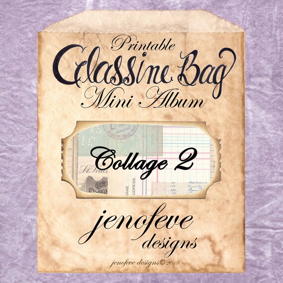 Glassine Bag~Collage 2, Coffee Stained, & Plain~Printable Mini album Templates