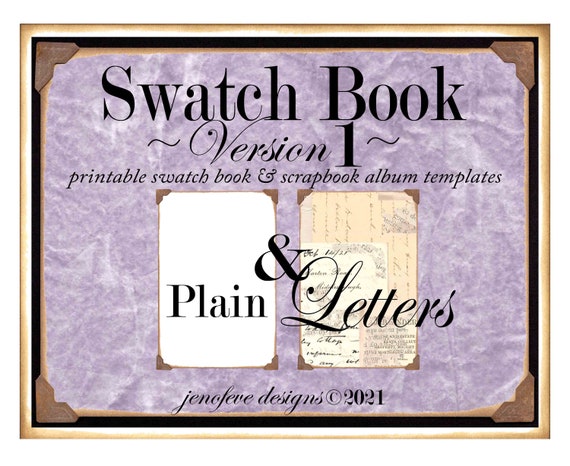 Swatch Book Version 1 ~ Letters & Plain~ Printable Swatch Book and/or Scrapbook Album Templates