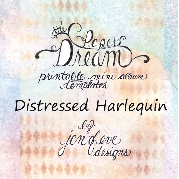 Plantillas de miniálbum imprimibles de The Paper Dream en arlequín desgastado y liso