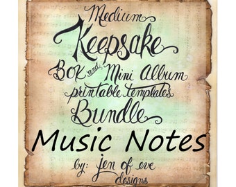 SMALL Keepsake Box & Mini Album Printable Template in MUSIC | Etsy