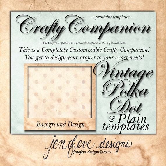 Crafty Companion~VINTAGE POLKA DOT & Plain~Work Station~Storage Unit~and More~Printable Templates