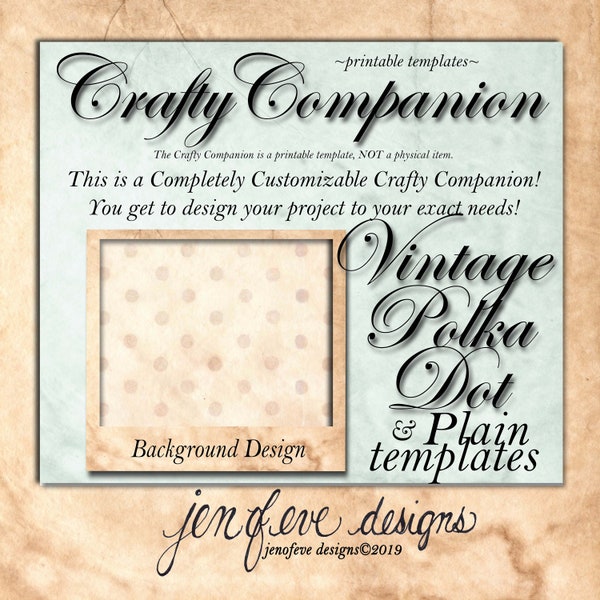 Crafty Companion~VINTAGE POLKA DOT & Plain~Work Station~Storage Unit~and More~Printable Templates