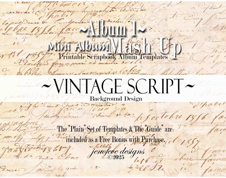 Mini Album Mash up ~ Album 1 ~ VINTAGE SCRIPT & PLAIN~ Printable ...