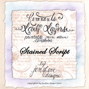 Remnants ~ Lovely Layers Printable Mini album Template in Stained Script & PLAIN