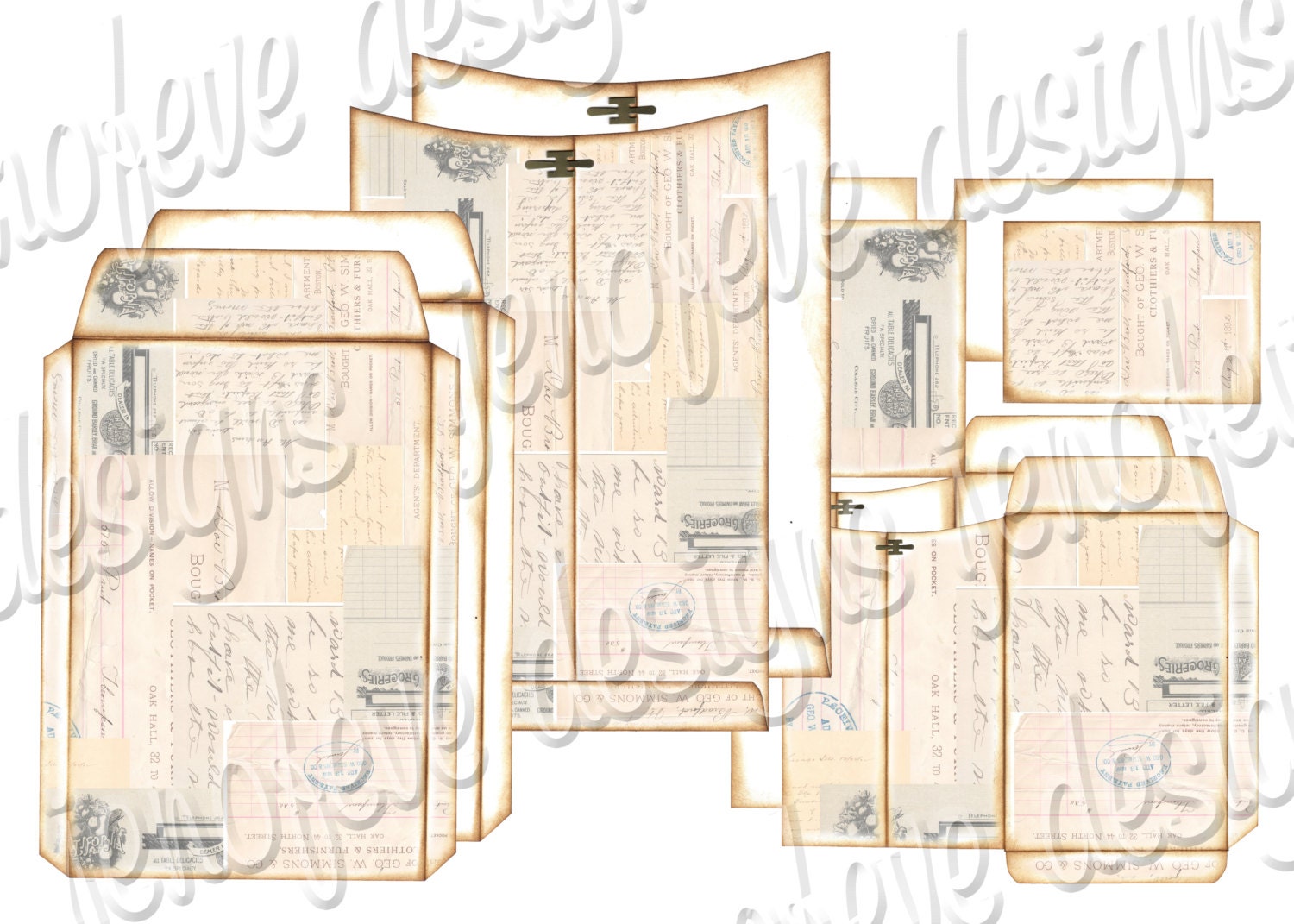 6x9 Printable Envelope Album  Collage & Plain Templates
