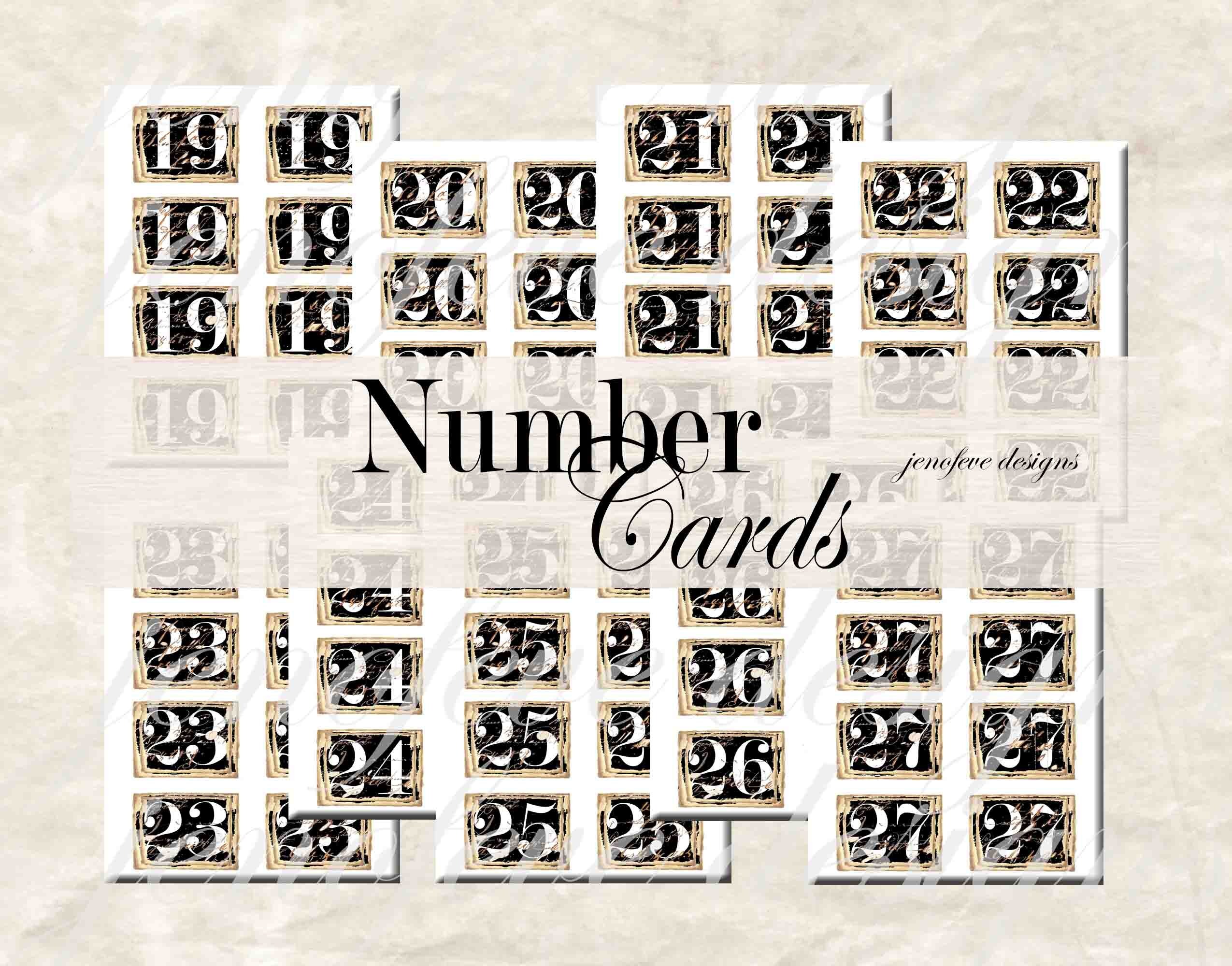 Custom Number Cards Printable Number Cards 0-100, Mini Embellishments (PDF) - Etsy