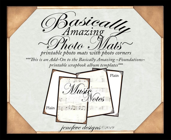 Basically Amazing~Photo Mats~Music Notes & Plain~ADD-ON Printable photo mats