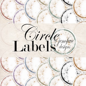 CIRCLE LABELS~Printable~7 Colors~4 Sizes~jenofeve designs