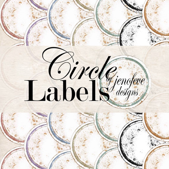 CIRCLE LABELS~Printable~7 Colors~4 Sizes~jenofeve designs