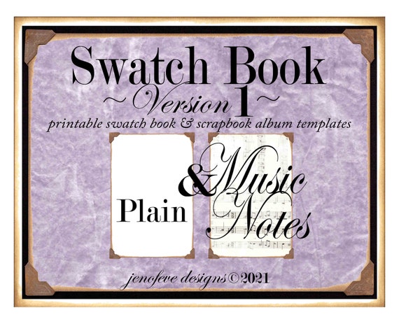 Swatch Book Version 1 ~ Music Notes & Plain~ Printable Swatch Book and/or Scrapbook Album Templates