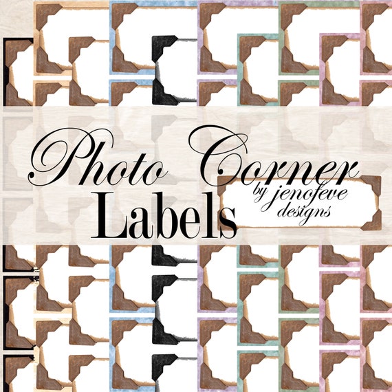 PHOTO CORNER LABELS ~Printable~10 Colors~3 Sizes~  jenofeve designs